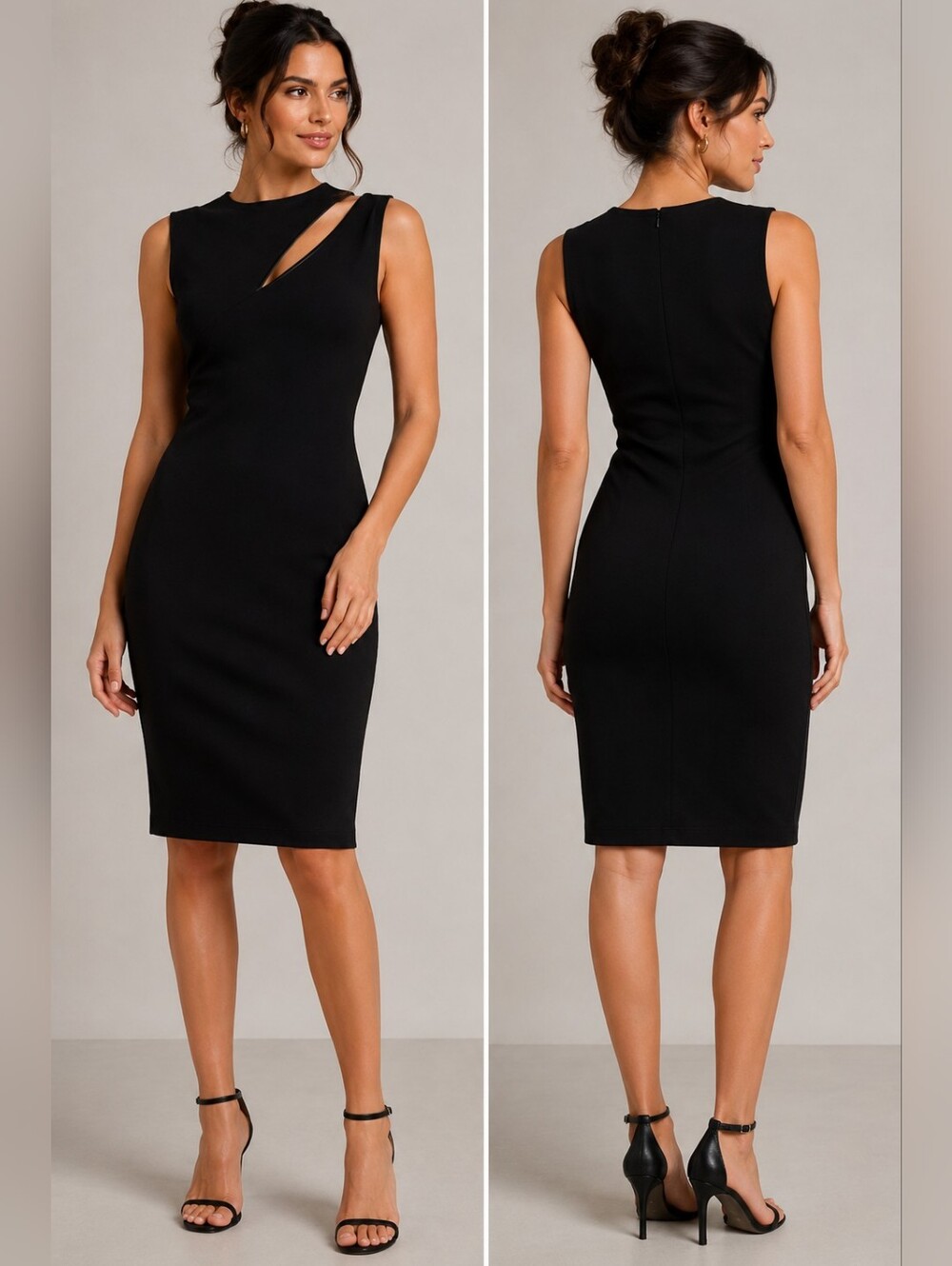 Marcella NYC Asymmetrical Cutout Midi Dress Black XL